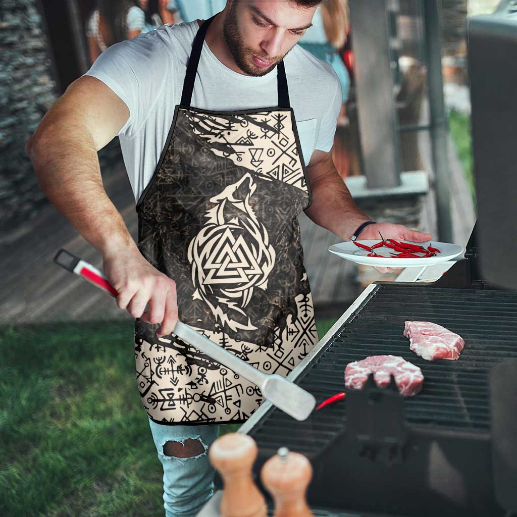 Fenrir Apron with Norse Symbols and Howling Wolf Viking Mythology Tribute - Wonder Print Shop