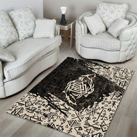 Fenrir Area Rug with Norse Symbols and Howling Wolf Viking Mythology Tribute - Wonder Print Shop