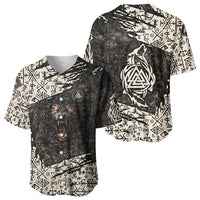 Fenrir Baseball Jersey with Norse Symbols and Howling Wolf Viking Mythology Tribute - Wonder Print Shop
