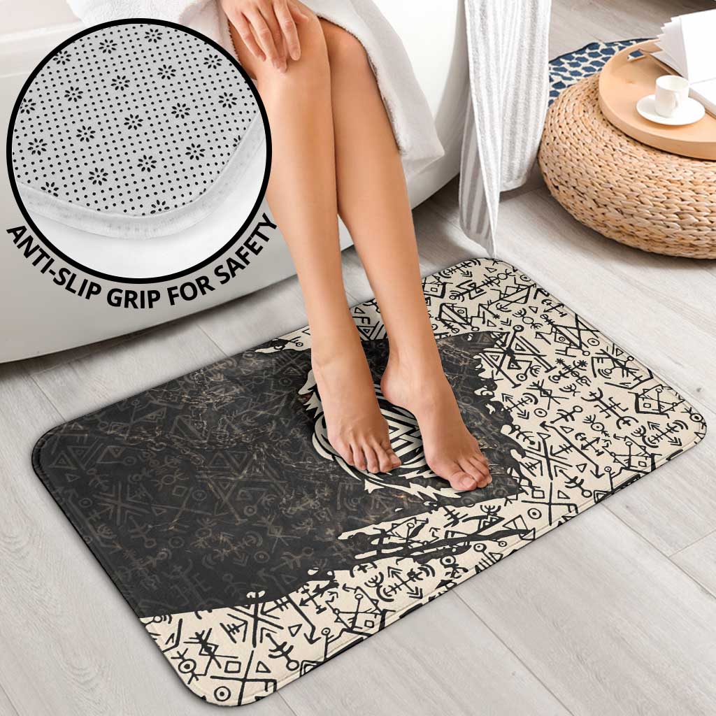 Fenrir Bathroom Set with Norse Symbols and Howling Wolf Viking Mythology Tribute - Wonder Print Shop