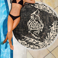 Fenrir Beach Blanket with Norse Symbols and Howling Wolf Viking Mythology Tribute - Wonder Print Shop