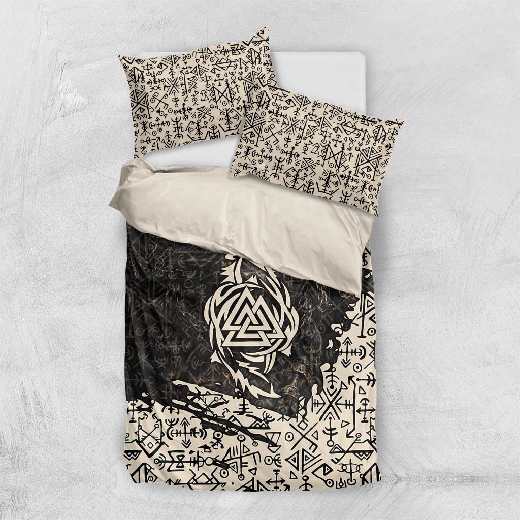 Fenrir Bedding Set with Norse Symbols and Howling Wolf Viking Mythology Tribute - Wonder Print Shop