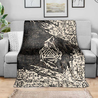 Fenrir Blanket with Norse Symbols and Howling Wolf Viking Mythology Tribute - Wonder Print Shop