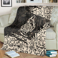 Fenrir Blanket with Norse Symbols and Howling Wolf Viking Mythology Tribute - Wonder Print Shop