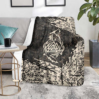 Fenrir Blanket with Norse Symbols and Howling Wolf Viking Mythology Tribute - Wonder Print Shop