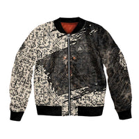 Fenrir Bomber Jacket with Norse Symbols and Howling Wolf Viking Mythology Tribute - Wonder Print Shop