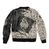 Fenrir Bomber Jacket with Norse Symbols and Howling Wolf Viking Mythology Tribute - Wonder Print Shop