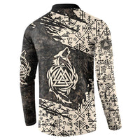 Fenrir Button Sweatshirt with Norse Symbols and Howling Wolf Viking Mythology Tribute - Wonder Print Shop