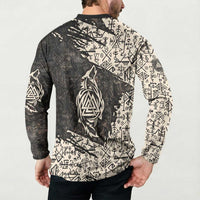 Fenrir Button Sweatshirt with Norse Symbols and Howling Wolf Viking Mythology Tribute - Wonder Print Shop