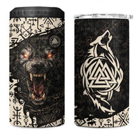 Fenrir 4 in 1 Can Cooler Tumbler with Norse Symbols and Howling Wolf Viking Mythology Tribute - Wonder Print Shop