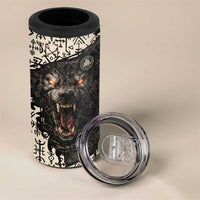 Fenrir 4 in 1 Can Cooler Tumbler with Norse Symbols and Howling Wolf Viking Mythology Tribute - Wonder Print Shop