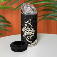 Fenrir 4 in 1 Can Cooler Tumbler with Norse Symbols and Howling Wolf Viking Mythology Tribute - Wonder Print Shop
