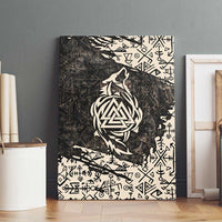 Fenrir Canvas Wall Art with Norse Symbols and Howling Wolf Viking Mythology Tribute - Wonder Print Shop