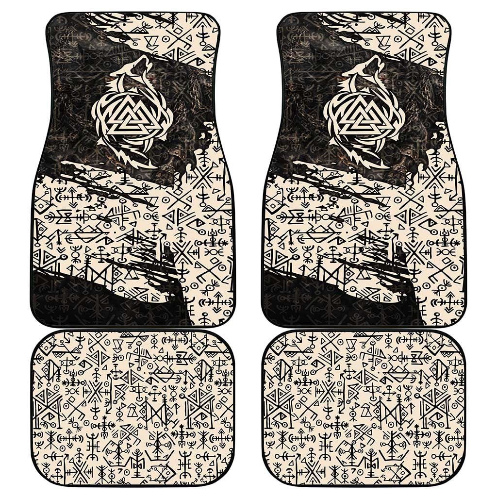 Fenrir Car Mats with Norse Symbols and Howling Wolf Viking Mythology Tribute - Wonder Print Shop