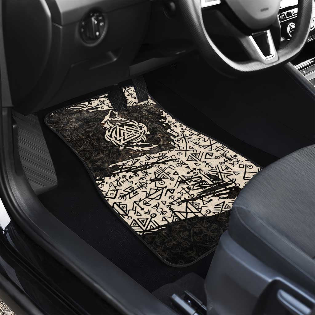 Fenrir Car Mats with Norse Symbols and Howling Wolf Viking Mythology Tribute - Wonder Print Shop