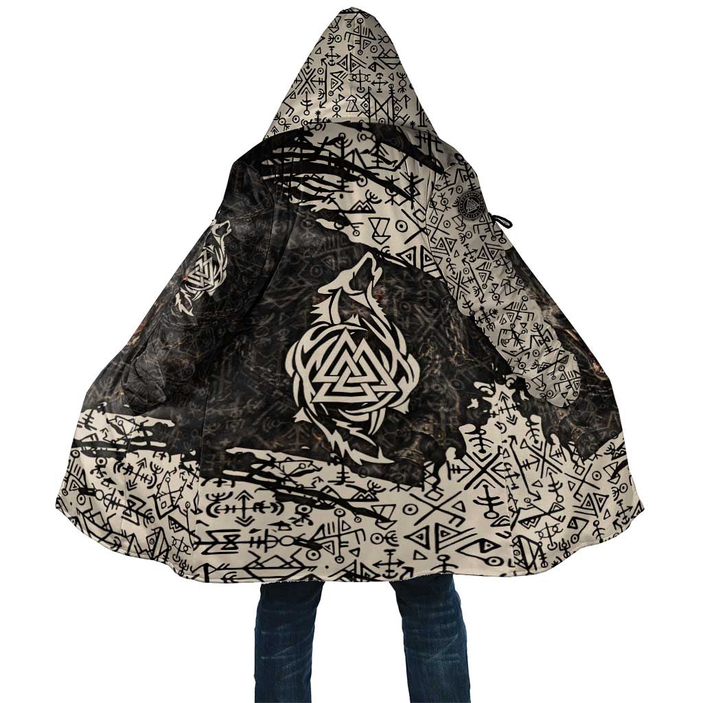 Fenrir Cloak with Norse Symbols and Howling Wolf Viking Mythology Tribute - Wonder Print Shop