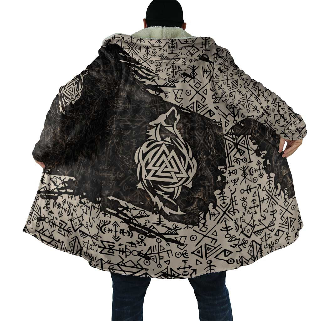 Fenrir Cloak with Norse Symbols and Howling Wolf Viking Mythology Tribute - Wonder Print Shop