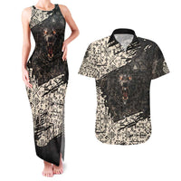 Fenrir Couples Matching Tank Maxi Dress and Hawaiian Shirt with Norse Symbols and Howling Wolf Viking Mythology Tribute - Wonder Print Shop