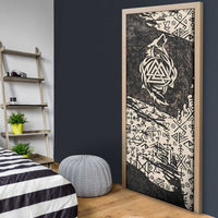 Fenrir Door Cover with Norse Symbols and Howling Wolf Viking Mythology Tribute - Wonder Print Shop
