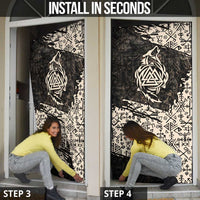 Fenrir Door Cover with Norse Symbols and Howling Wolf Viking Mythology Tribute - Wonder Print Shop