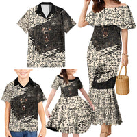 Fenrir Family Matching Mermaid Dress and Hawaiian Shirt with Norse Symbols and Howling Wolf Viking Mythology Tribute - Wonder Print Shop
