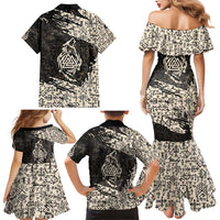 Fenrir Family Matching Mermaid Dress and Hawaiian Shirt with Norse Symbols and Howling Wolf Viking Mythology Tribute - Wonder Print Shop