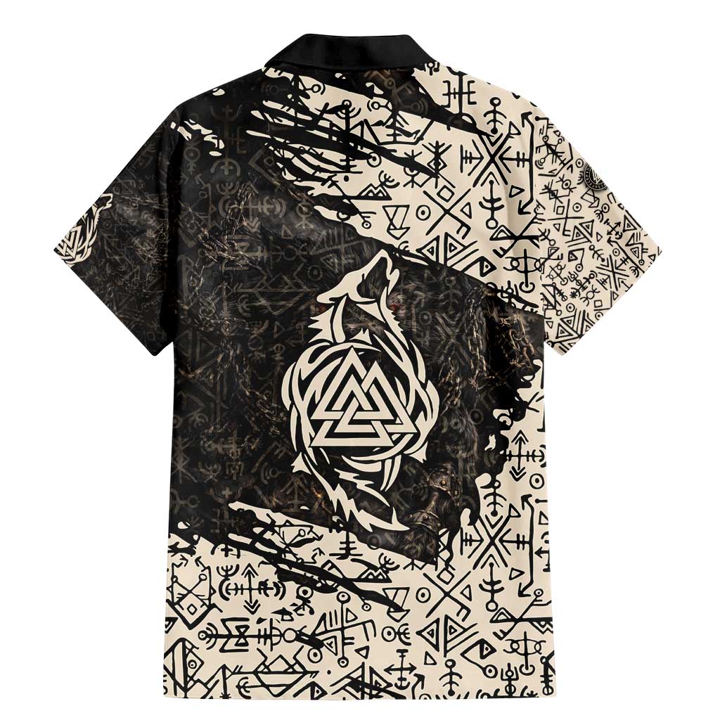 Fenrir Family Matching Mermaid Dress and Hawaiian Shirt with Norse Symbols and Howling Wolf Viking Mythology Tribute - Wonder Print Shop