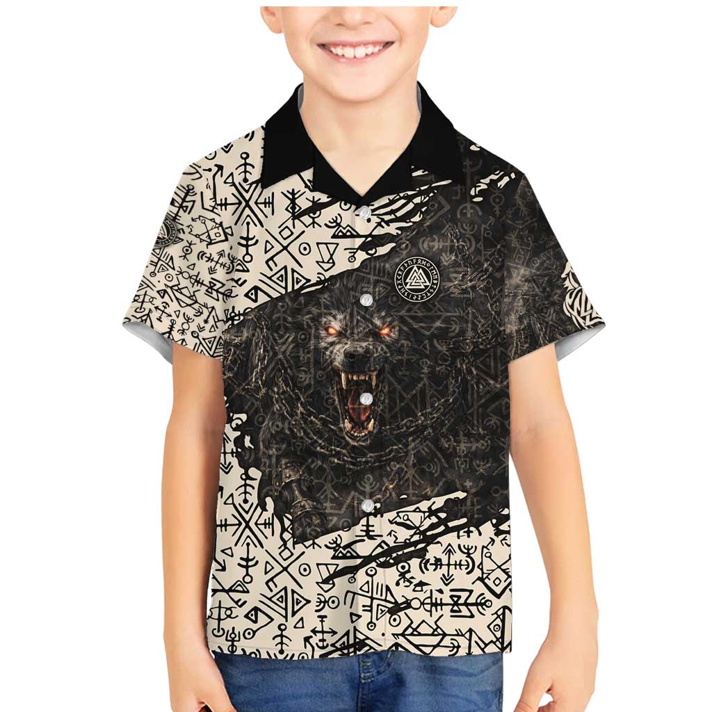 Fenrir Family Matching Mermaid Dress and Hawaiian Shirt with Norse Symbols and Howling Wolf Viking Mythology Tribute - Wonder Print Shop