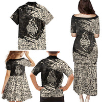 Fenrir Family Matching Puletasi and Hawaiian Shirt with Norse Symbols and Howling Wolf Viking Mythology Tribute - Wonder Print Shop