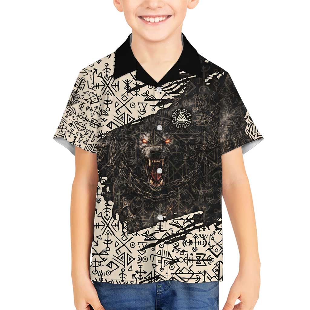 Fenrir Family Matching Puletasi and Hawaiian Shirt with Norse Symbols and Howling Wolf Viking Mythology Tribute - Wonder Print Shop