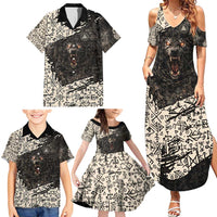 Fenrir Family Matching Summer Maxi Dress and Hawaiian Shirt with Norse Symbols and Howling Wolf Viking Mythology Tribute - Wonder Print Shop