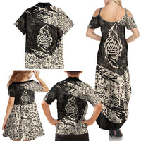 Fenrir Family Matching Summer Maxi Dress and Hawaiian Shirt with Norse Symbols and Howling Wolf Viking Mythology Tribute - Wonder Print Shop