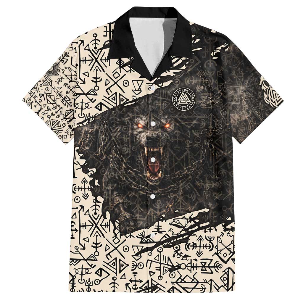 Fenrir Family Matching Summer Maxi Dress and Hawaiian Shirt with Norse Symbols and Howling Wolf Viking Mythology Tribute - Wonder Print Shop