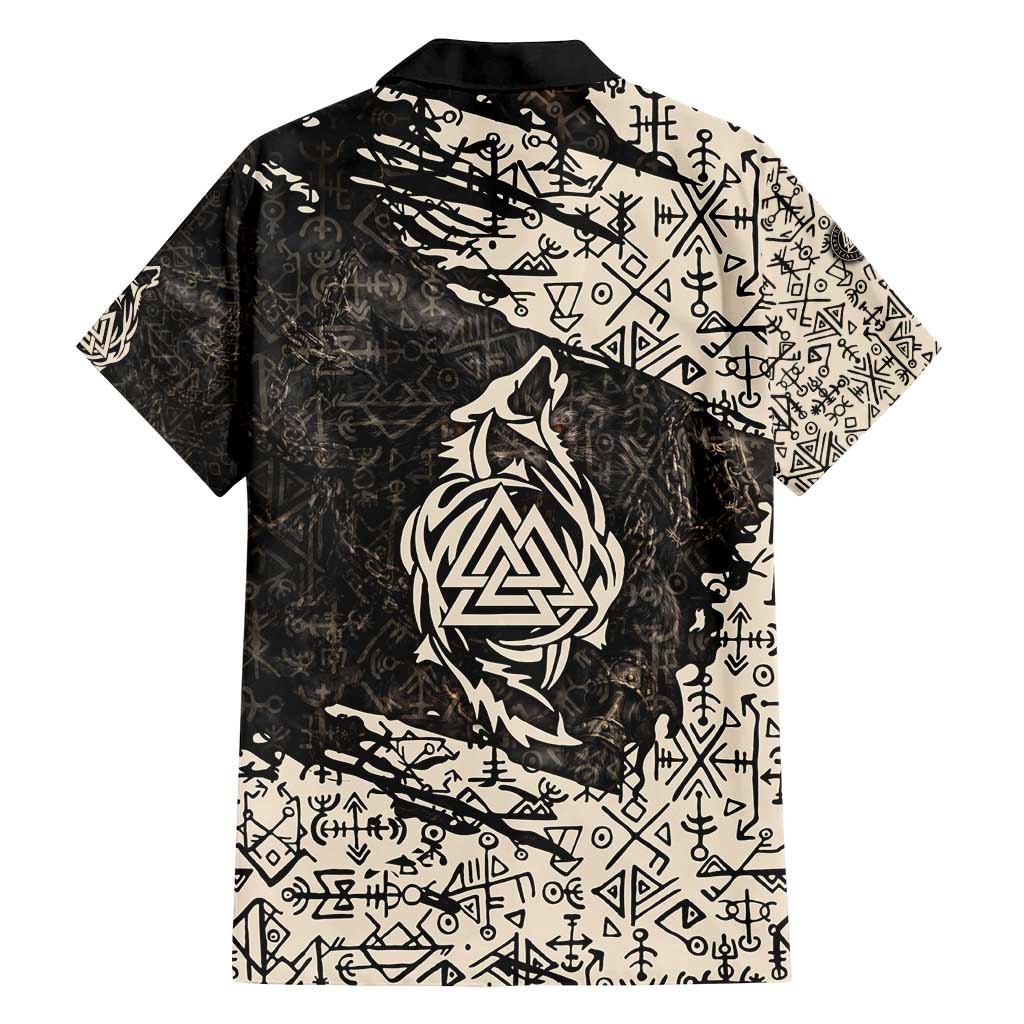 Fenrir Family Matching Summer Maxi Dress and Hawaiian Shirt with Norse Symbols and Howling Wolf Viking Mythology Tribute - Wonder Print Shop
