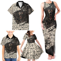 Fenrir Family Matching Tank Maxi Dress and Hawaiian Shirt with Norse Symbols and Howling Wolf Viking Mythology Tribute - Wonder Print Shop