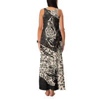 Fenrir Family Matching Tank Maxi Dress and Hawaiian Shirt with Norse Symbols and Howling Wolf Viking Mythology Tribute - Wonder Print Shop