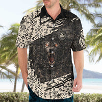 Fenrir Hawaiian Shirt with Norse Symbols and Howling Wolf Viking Mythology Tribute - Wonder Print Shop