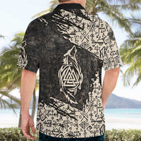 Fenrir Hawaiian Shirt with Norse Symbols and Howling Wolf Viking Mythology Tribute - Wonder Print Shop