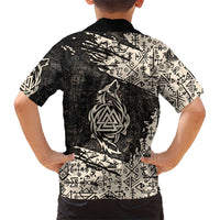 Fenrir Hawaiian Shirt with Norse Symbols and Howling Wolf Viking Mythology Tribute - Wonder Print Shop