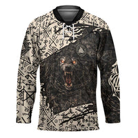 Fenrir Hockey Jersey with Norse Symbols and Howling Wolf Viking Mythology Tribute - Wonder Print Shop
