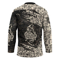 Fenrir Hockey Jersey with Norse Symbols and Howling Wolf Viking Mythology Tribute - Wonder Print Shop