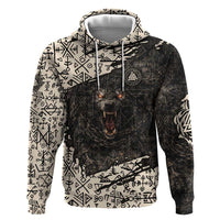 Fenrir Hoodie with Norse Symbols and Howling Wolf Viking Mythology Tribute - Wonder Print Shop