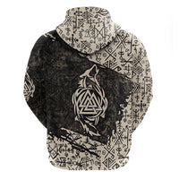 Fenrir Hoodie with Norse Symbols and Howling Wolf Viking Mythology Tribute - Wonder Print Shop
