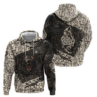 Fenrir Hoodie with Norse Symbols and Howling Wolf Viking Mythology Tribute - Wonder Print Shop