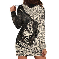Fenrir Hoodie Dress with Norse Symbols and Howling Wolf Viking Mythology Tribute - Wonder Print Shop