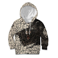 Fenrir Kid Hoodie with Norse Symbols and Howling Wolf Viking Mythology Tribute - Wonder Print Shop