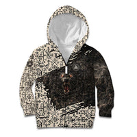 Fenrir Kid Hoodie with Norse Symbols and Howling Wolf Viking Mythology Tribute - Wonder Print Shop