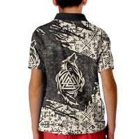 Fenrir Kid Polo Shirt with Norse Symbols and Howling Wolf Viking Mythology Tribute - Wonder Print Shop