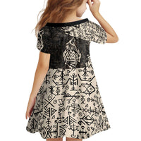 Fenrir Kid Short Sleeve Dress with Norse Symbols and Howling Wolf Viking Mythology Tribute - Wonder Print Shop
