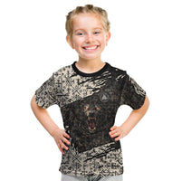 Fenrir Kid T Shirt with Norse Symbols and Howling Wolf Viking Mythology Tribute - Wonder Print Shop